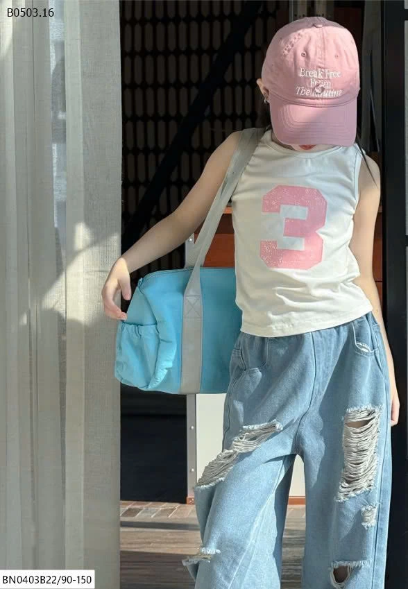 SET ÁO BA LỖ SỐ 3 MIX QUẦN JEAN RÁCH GỐI