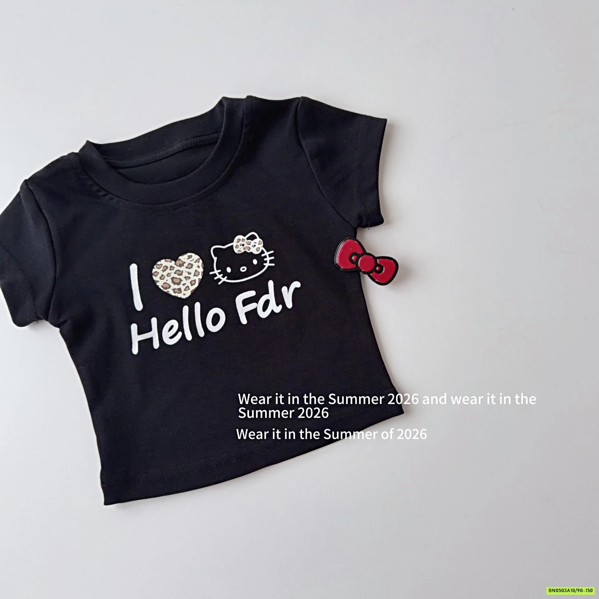 ÁO KITTY ĐEN MIX CV BEO NÂU T&QKIDS