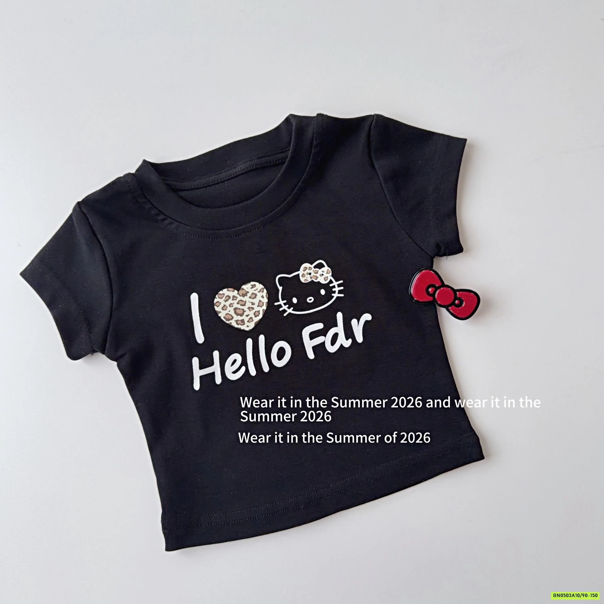 ÁO KITTY ĐEN MIX CV BEO NÂU T&QKIDS