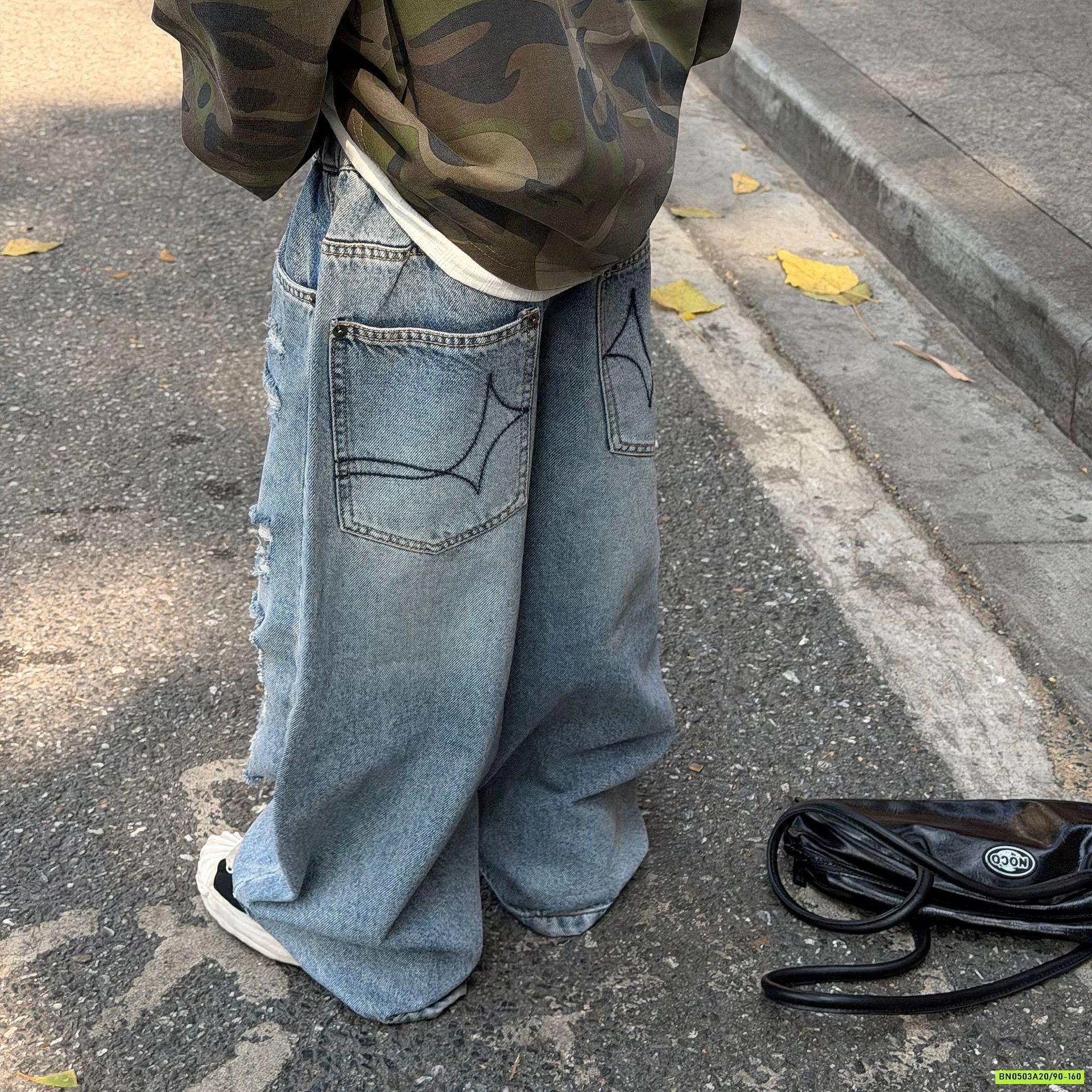 JEANS SUÔNG RÁCH VÁ GỐI FANSHU