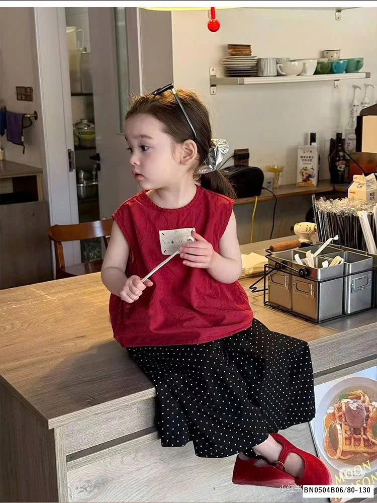 SÉT ÁO ĐỎ SÁT NÁCH MIX QUẦN CHẤM BI ỐNG RỘNG