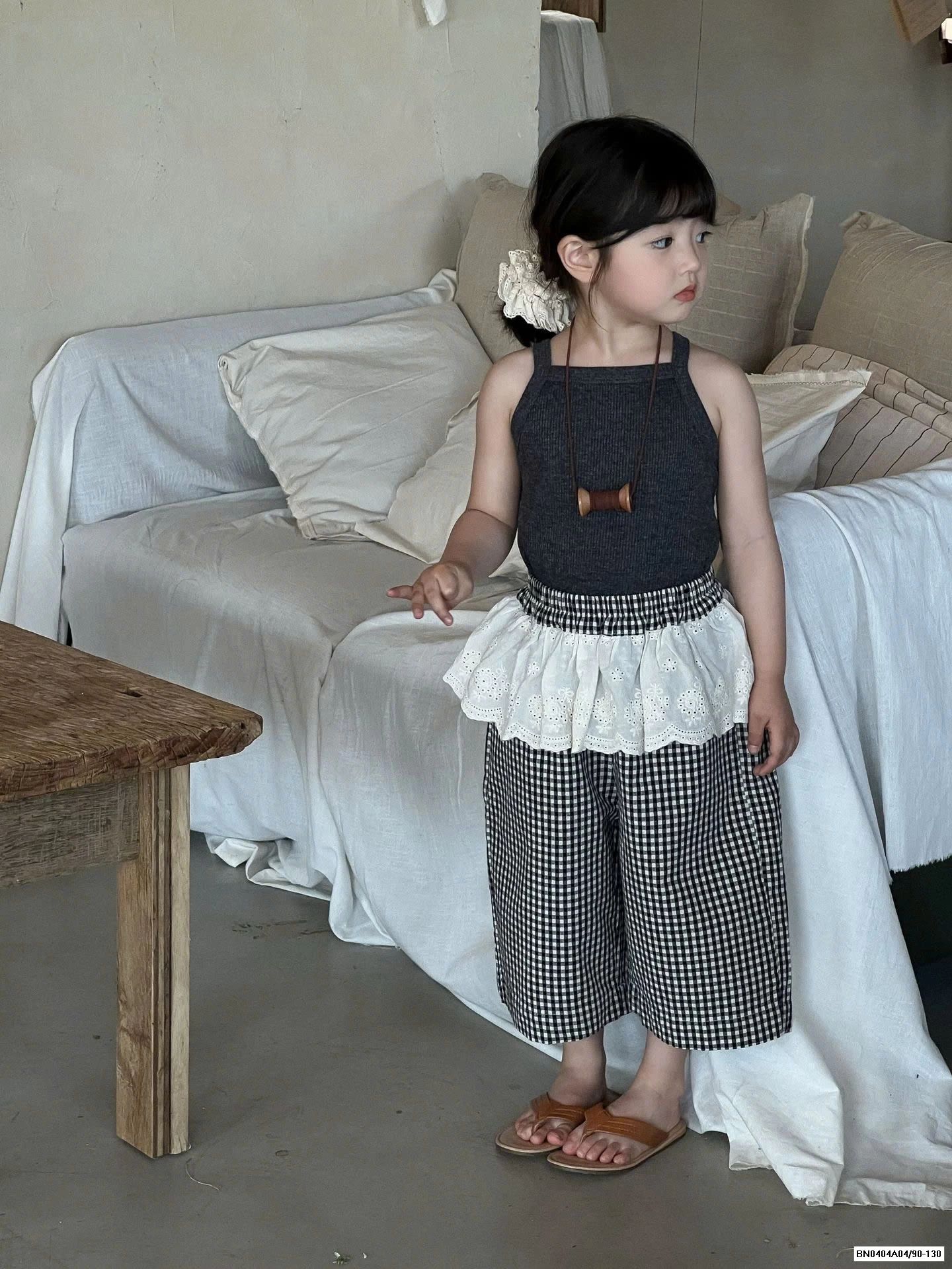 SÉT ÁO 2 DÂY QUẦN CARO VIỀN REN