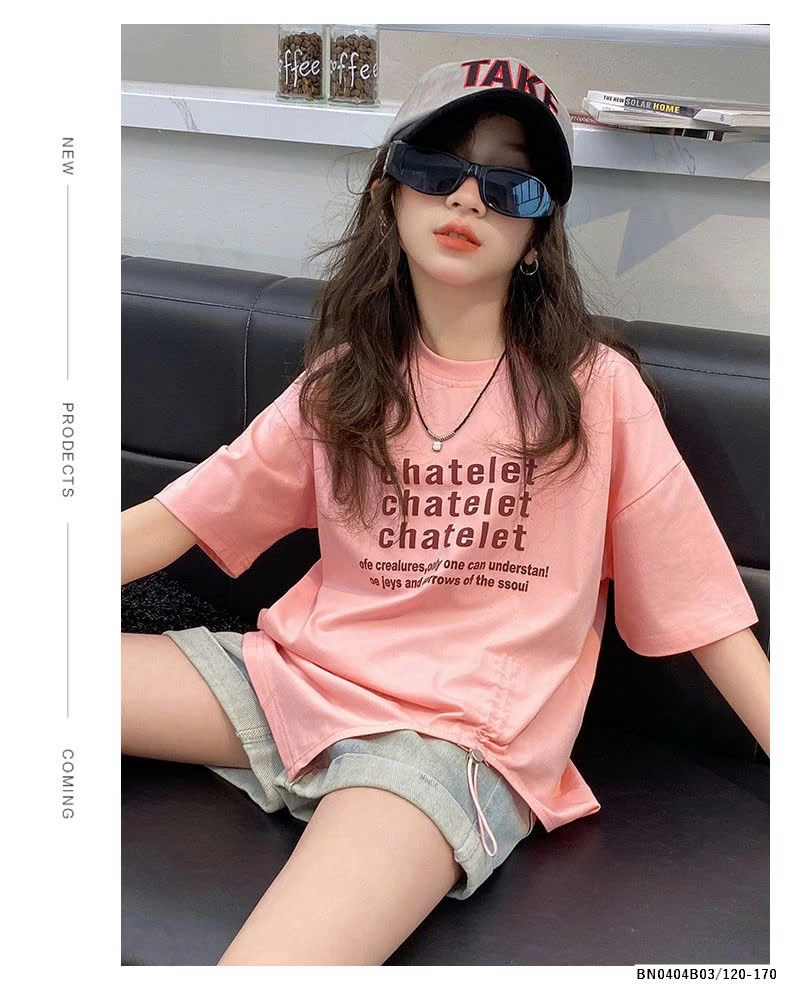 SET QUẦN SHORT JEAN CHỮ MIX THUN RÚT EO