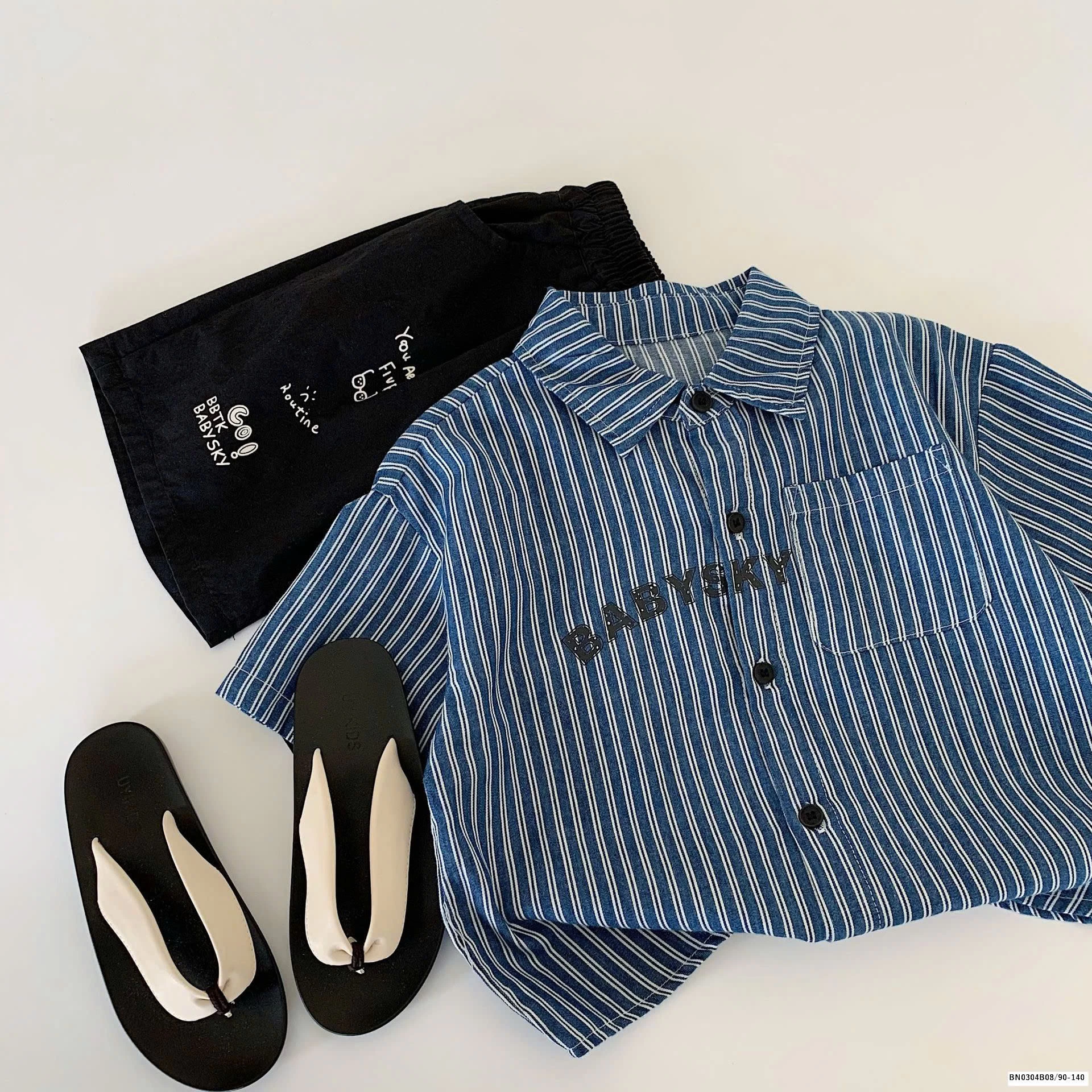 ÁO SƠ MI SỌC XANH BÉ TRAI