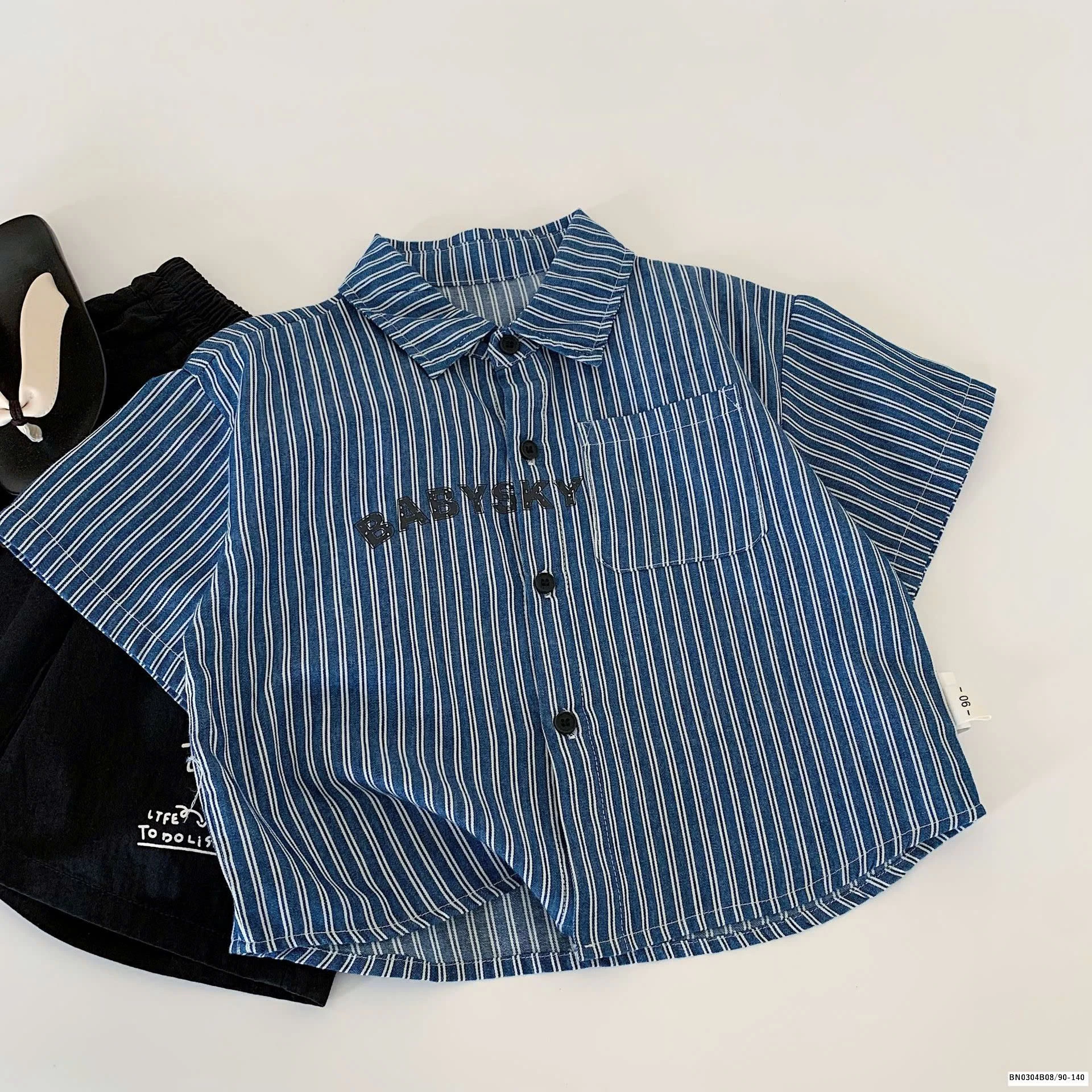 ÁO SƠ MI SỌC XANH BÉ TRAI