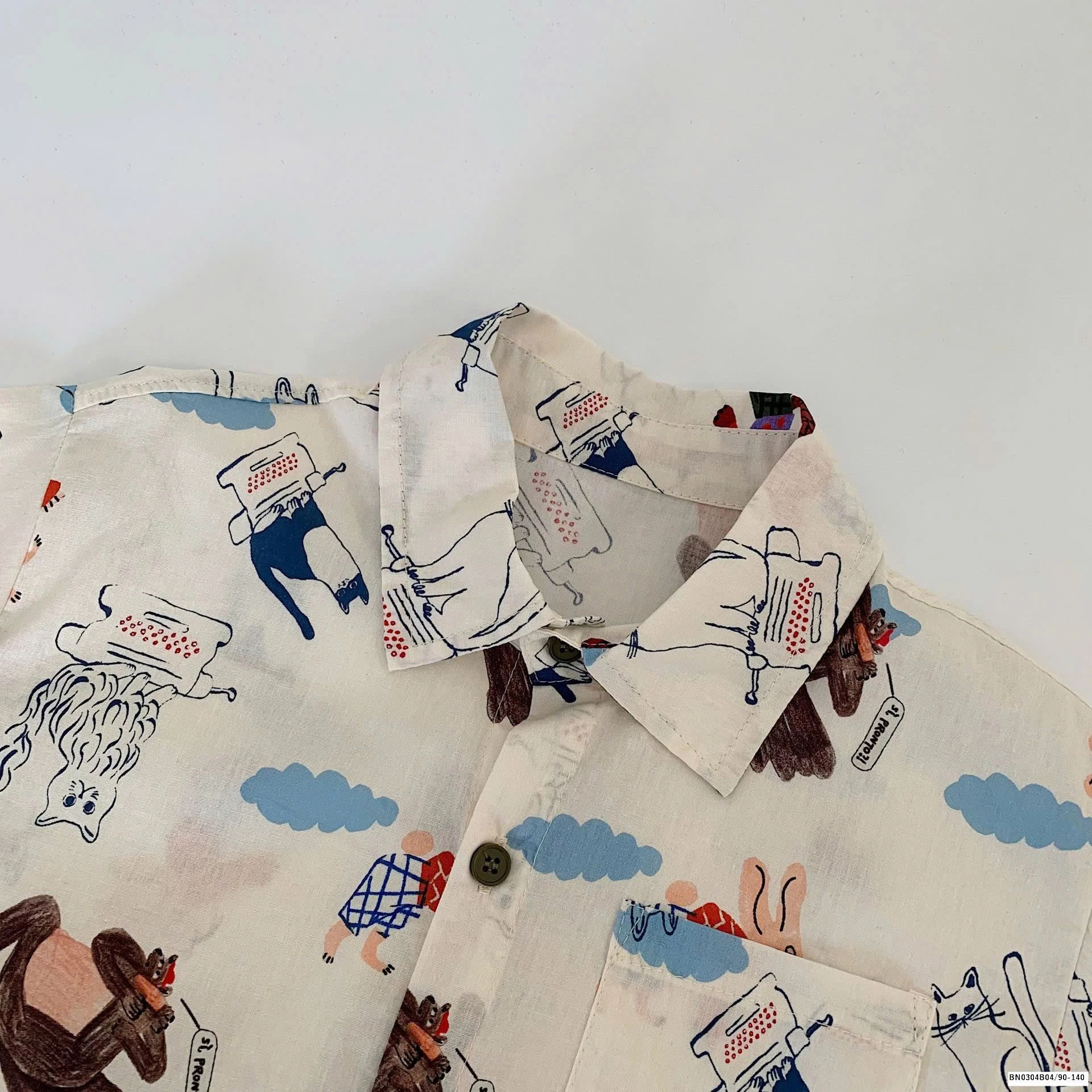 ÁO SƠ MI HÌNH MÈO BÉ TRAI