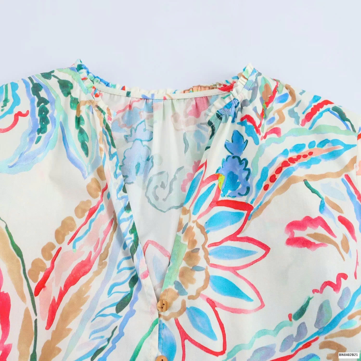 ÁO SƠ MI HOA CỔ CHỮ V  KASLEAD