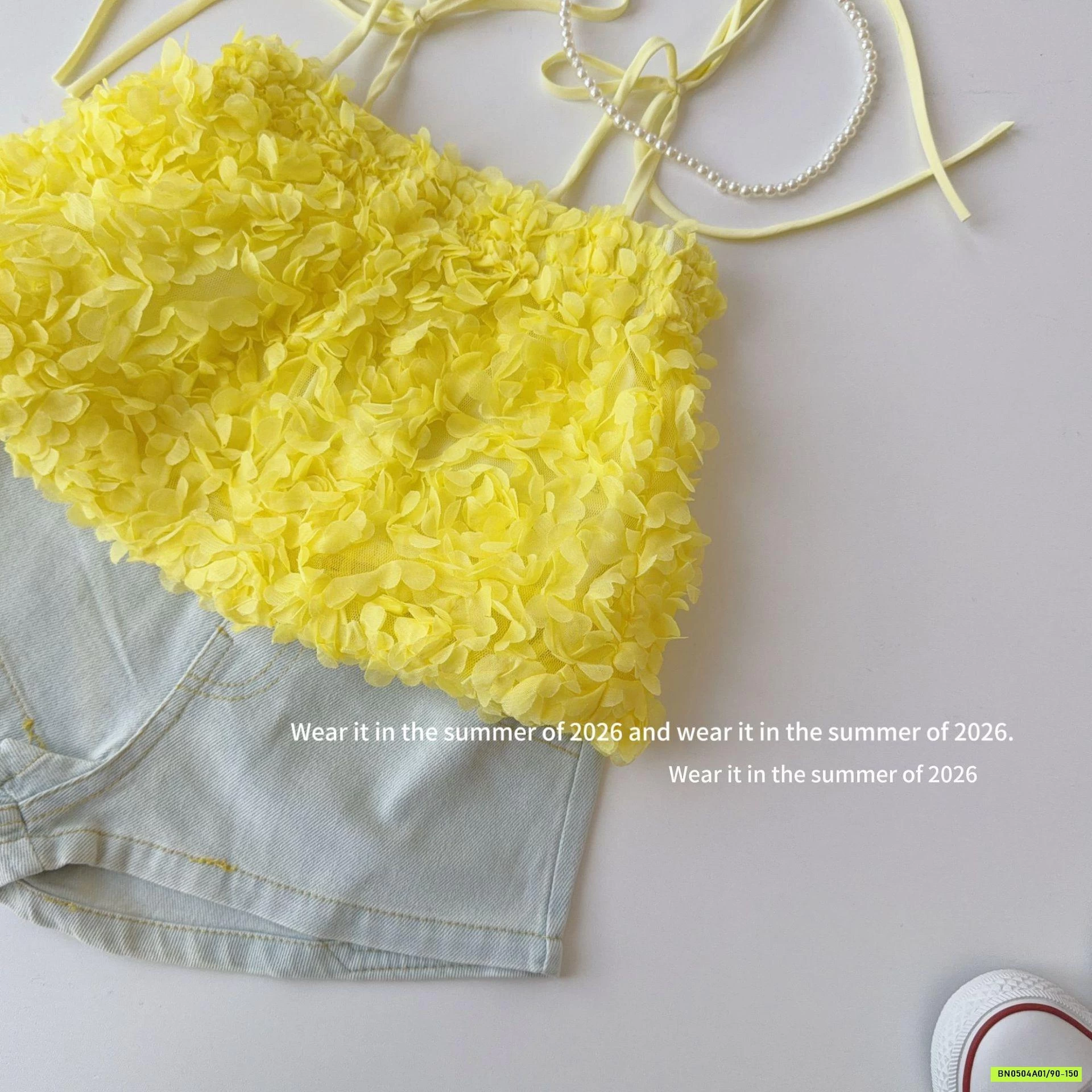 ÁO 2 DÂY VÀNG MIX SHORT JEANS T&QKIDS