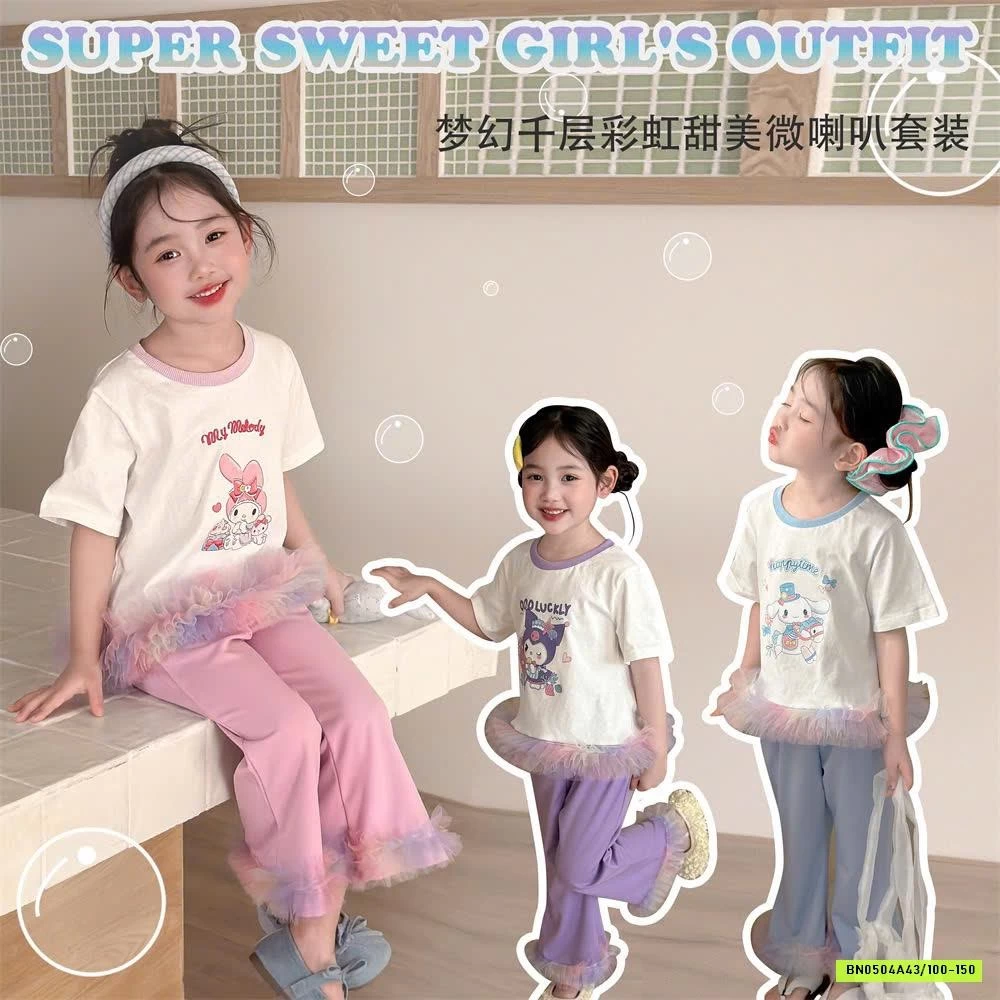 SÉT ÁO VIỀN BÈO MIX QUẦN LOE