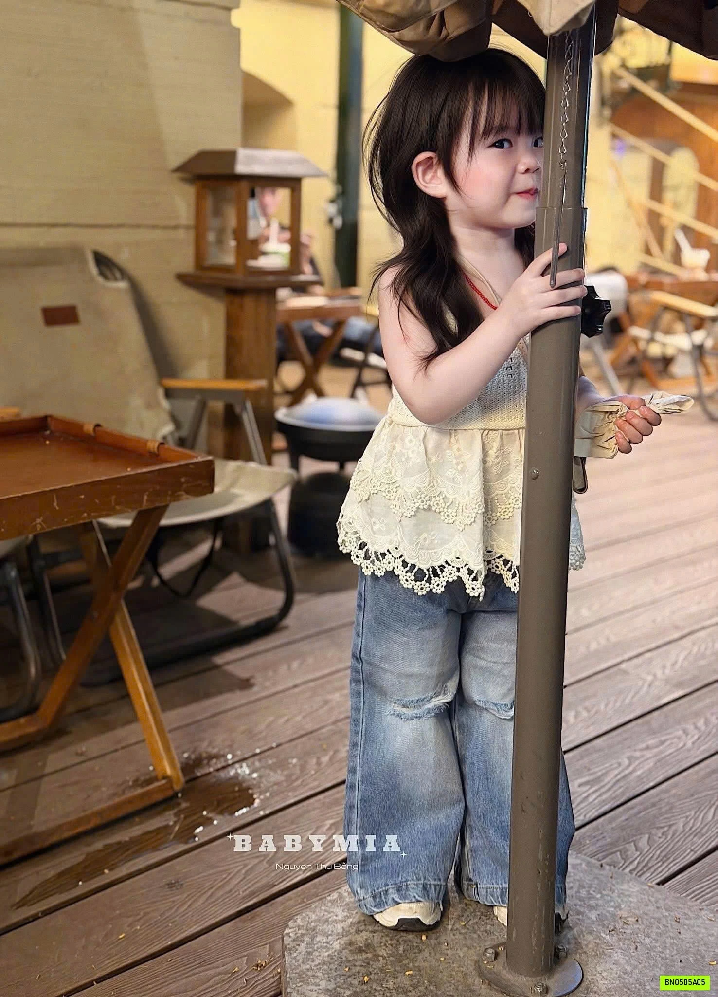 ÁO BABYDOLL 2 DÂY MIX JEANS LOE