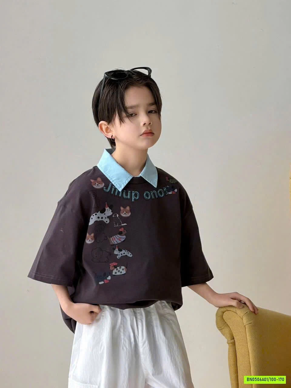 ÁO THUN NÂU PHỐI CỔ SƠ MI
