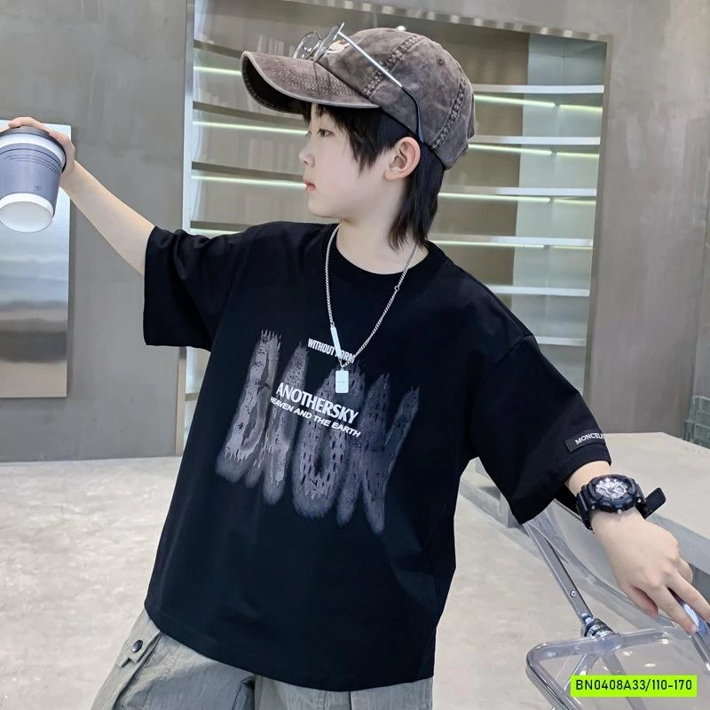 ÁO THUN ĐEN CHỮ LOANG HHBABY