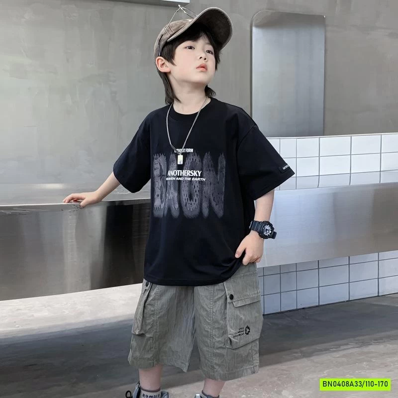 ÁO THUN ĐEN CHỮ LOANG HHBABY