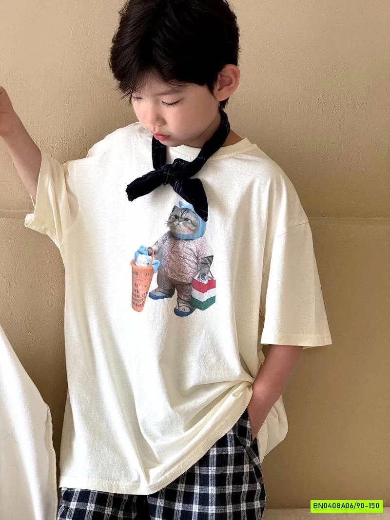 ÁO THUN CHÚ MÈO ĐỘI KHĂN