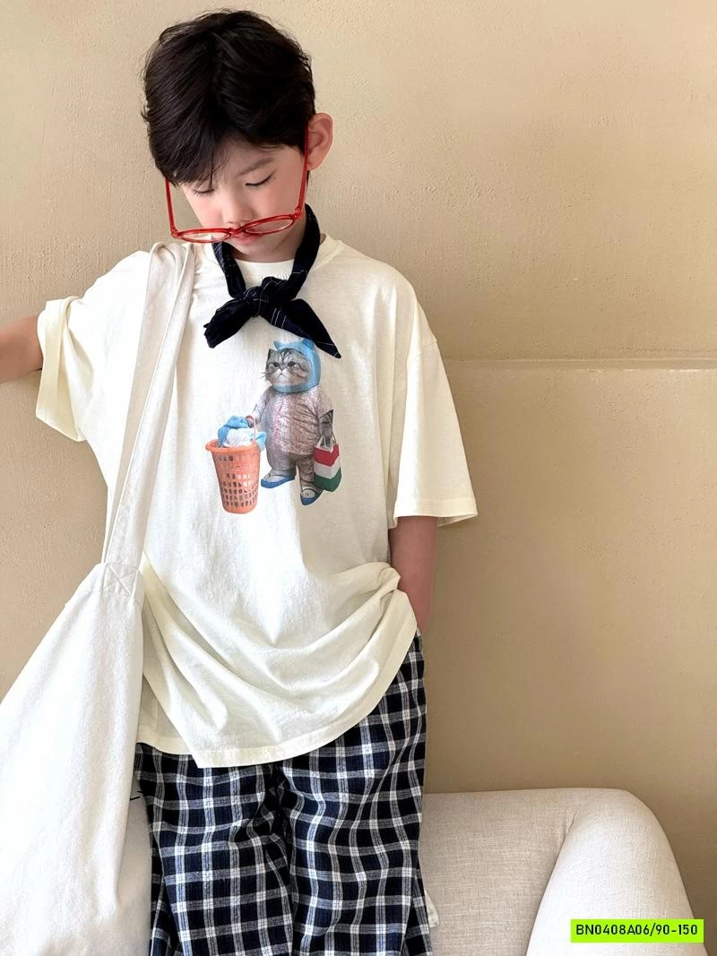ÁO THUN CHÚ MÈO ĐỘI KHĂN