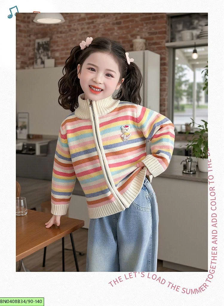 ÁO KHOÁC LEN CẦU VỒNG BÉ GÁI