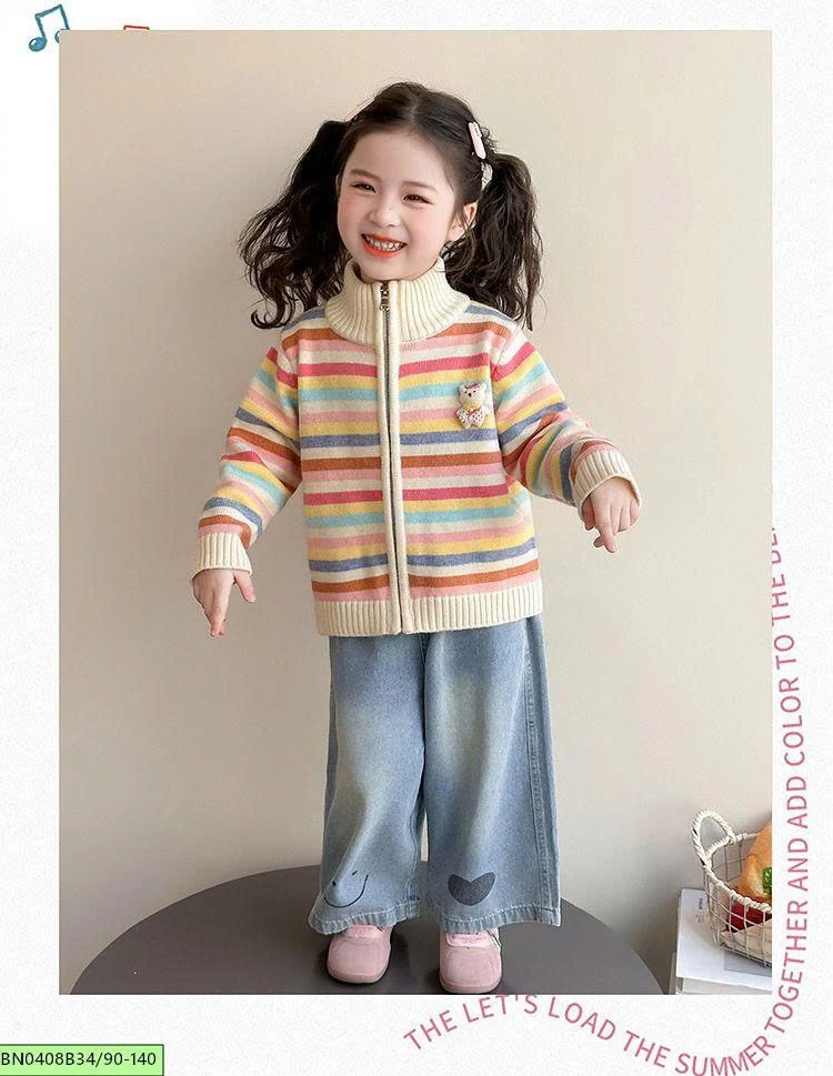 ÁO KHOÁC LEN CẦU VỒNG BÉ GÁI
