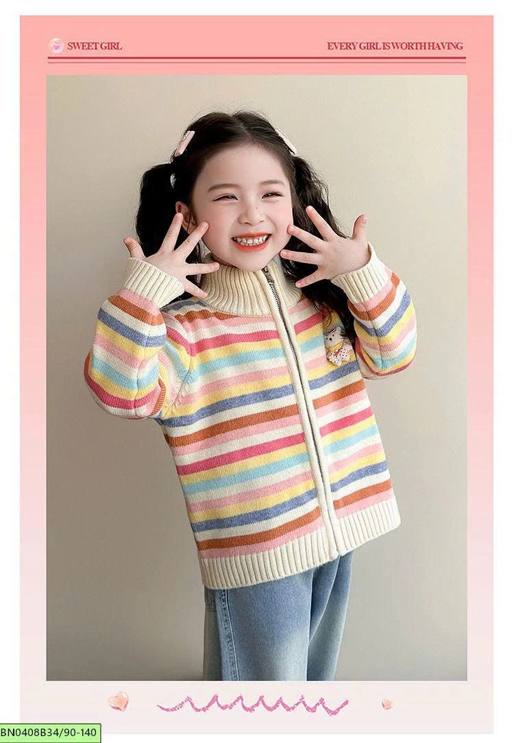 ÁO KHOÁC LEN CẦU VỒNG BÉ GÁI