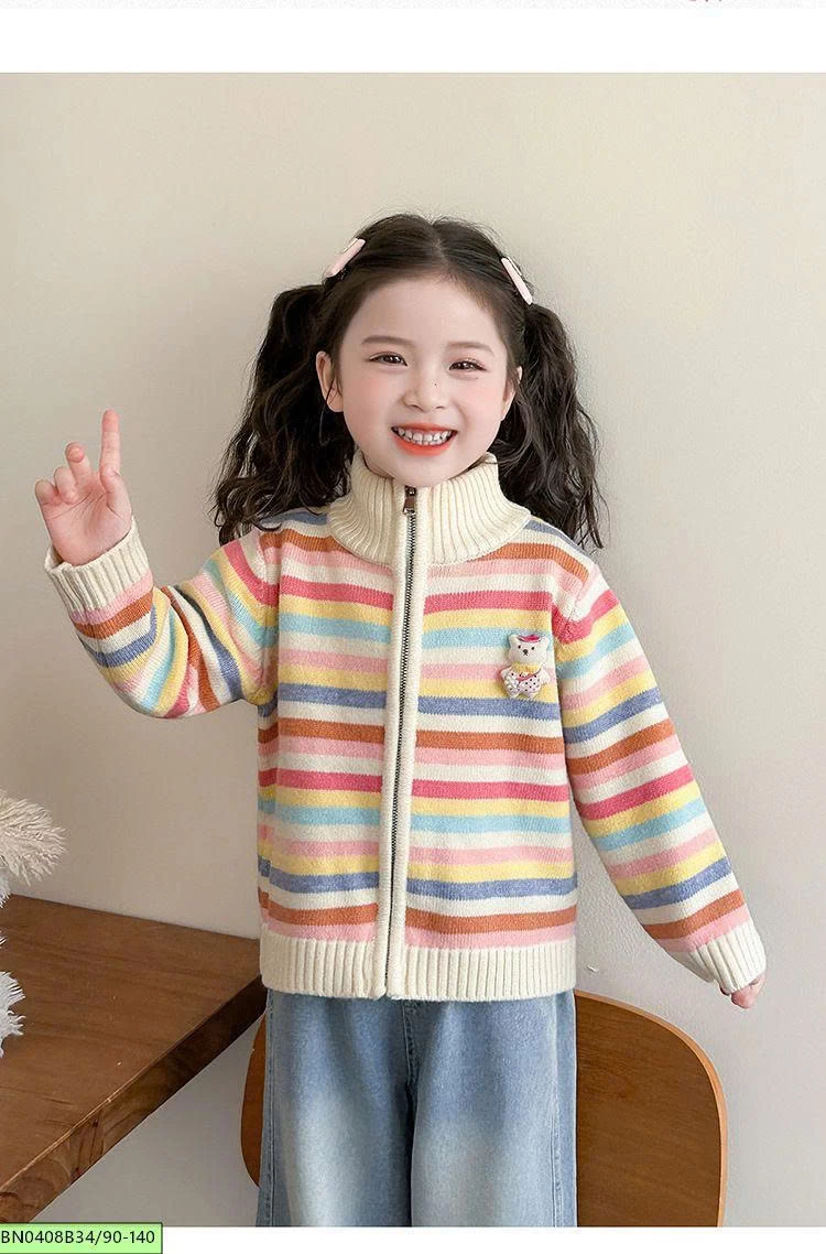 ÁO KHOÁC LEN CẦU VỒNG BÉ GÁI