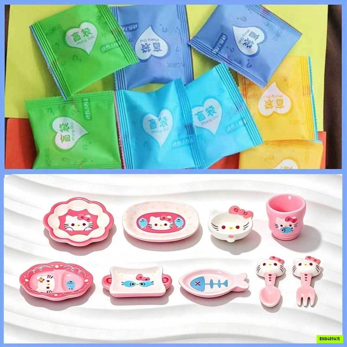 TÚI MÙ BỘ ĐỒ BÁT ĐĨA KITTY MINI