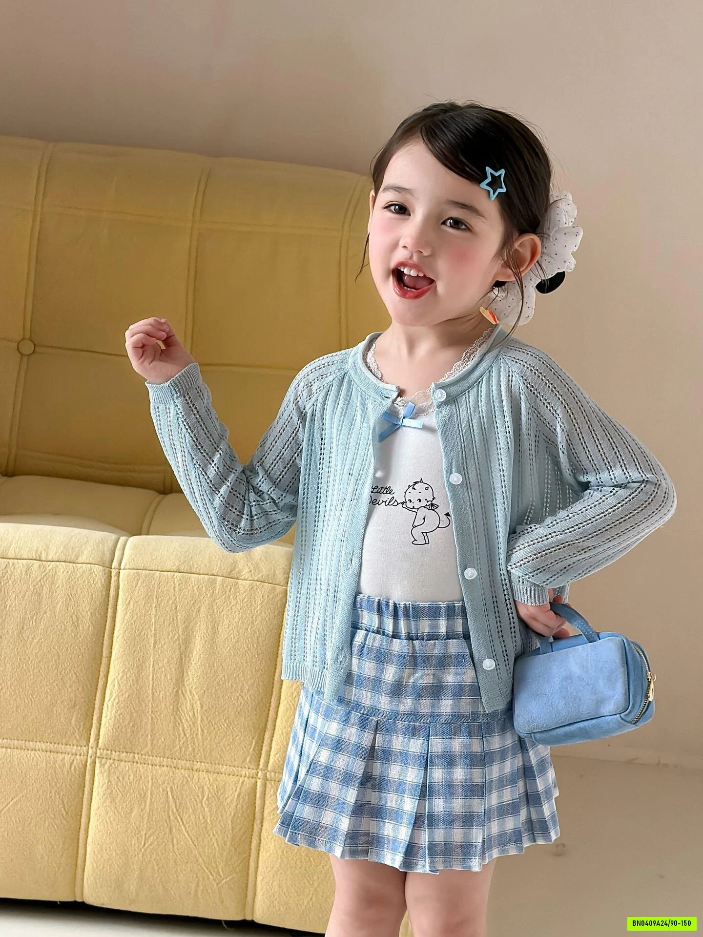 CARDIGAN LƯỚI XANH LANMOMO
