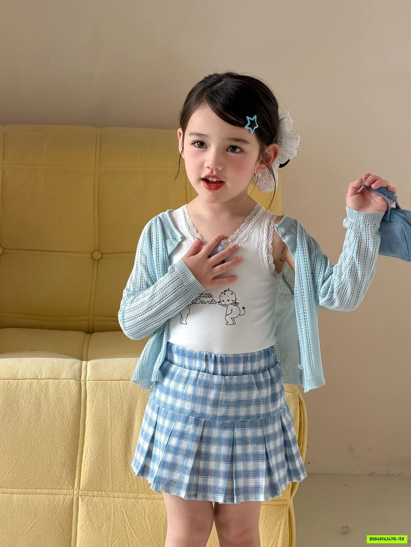 CARDIGAN LƯỚI XANH LANMOMO