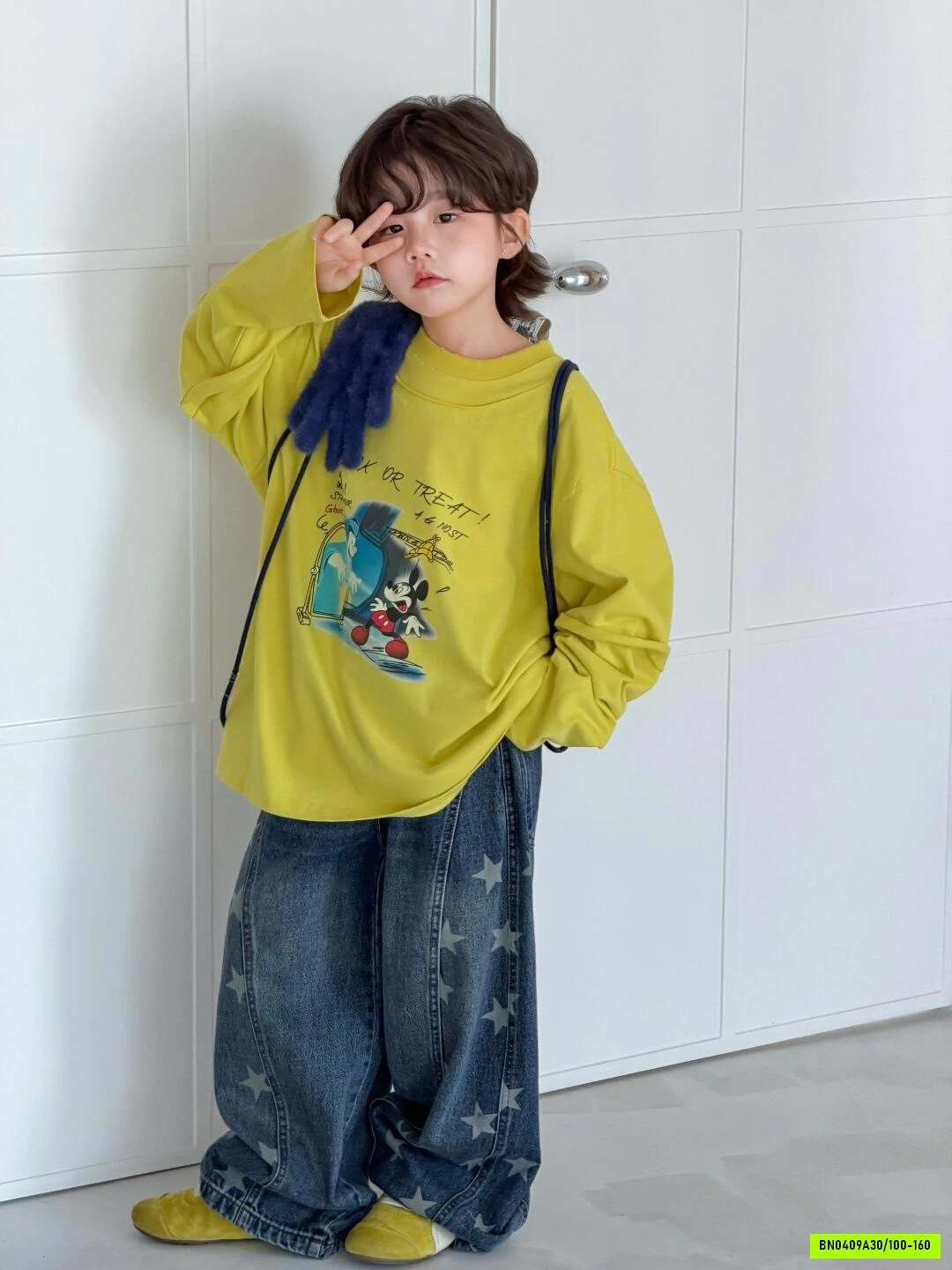 ÁO THUN XANH CHUỐI MIX JEANS NGÔI SAO