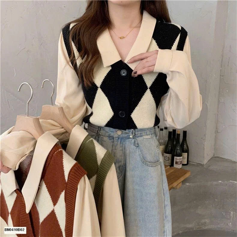 ÁO LEN NỮ QUẢ TRÁM GIẢ  2 MẢNH