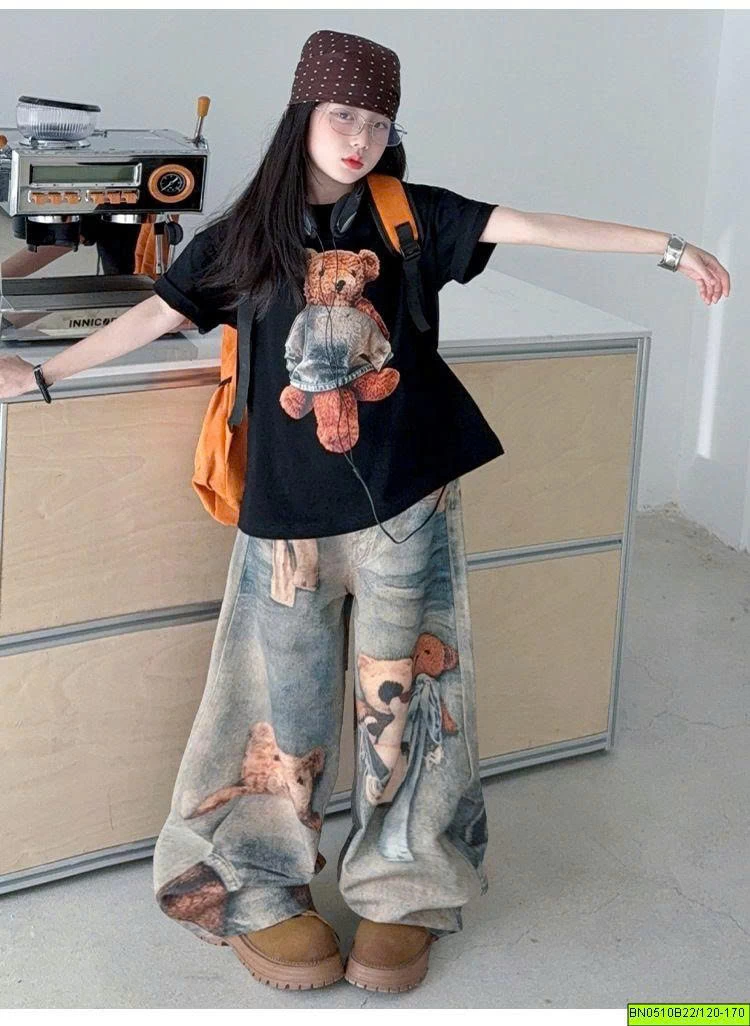 SÉT ÁO THUN MIX QUẦN JEAN GẤU