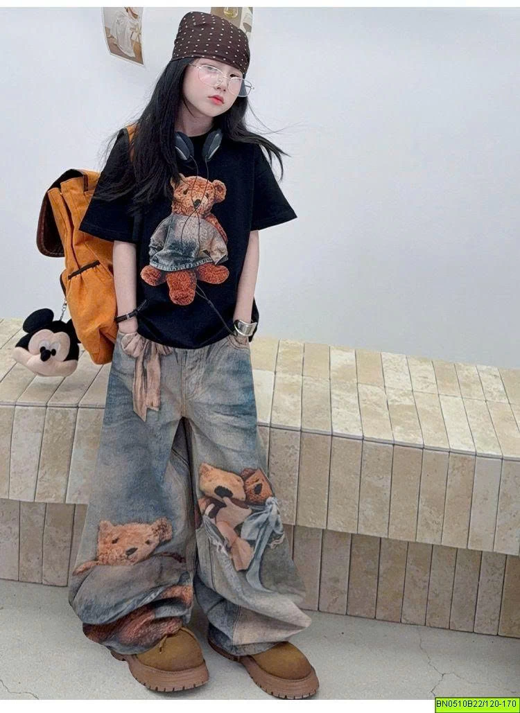 SÉT ÁO THUN MIX QUẦN JEAN GẤU