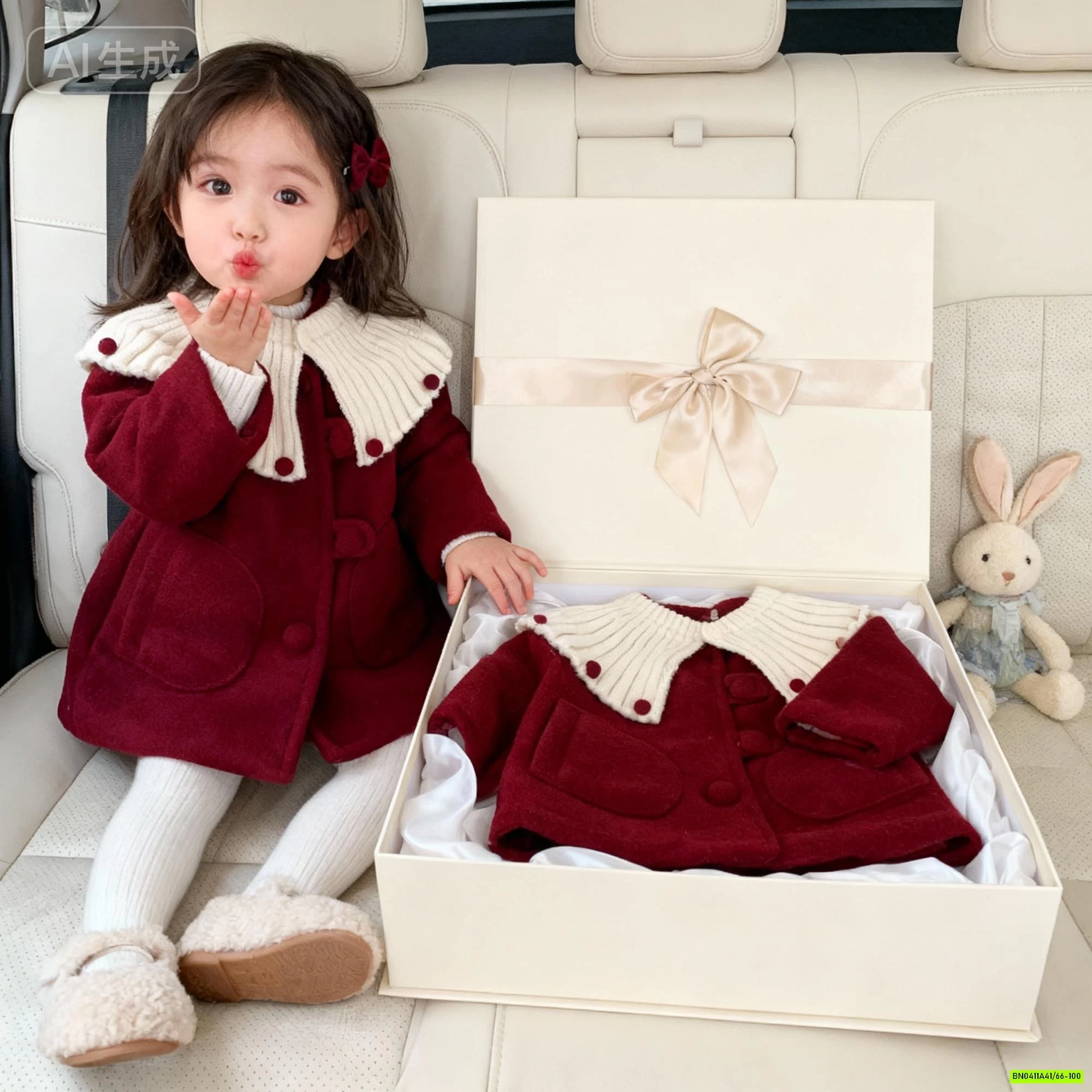 KHOÁC NỈ ĐỎ LÓT NHUNG KÈM CHOÀNG