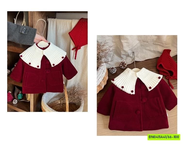 KHOÁC NỈ ĐỎ LÓT NHUNG KÈM CHOÀNG