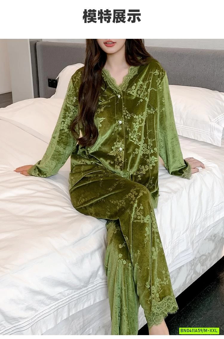 PIZAMA NHUNG IN HOA NỔI CAO CẤP