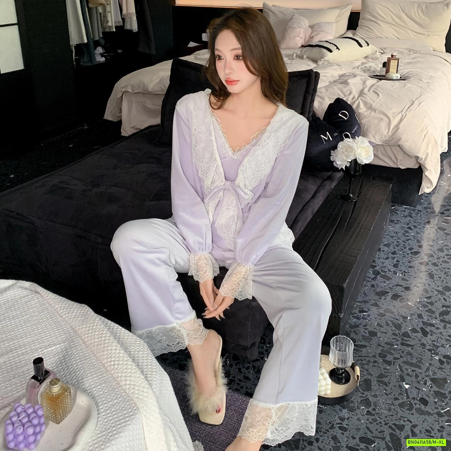 BỘ NGỦ NHUNG 3 CHI TIẾT CAO CẤP