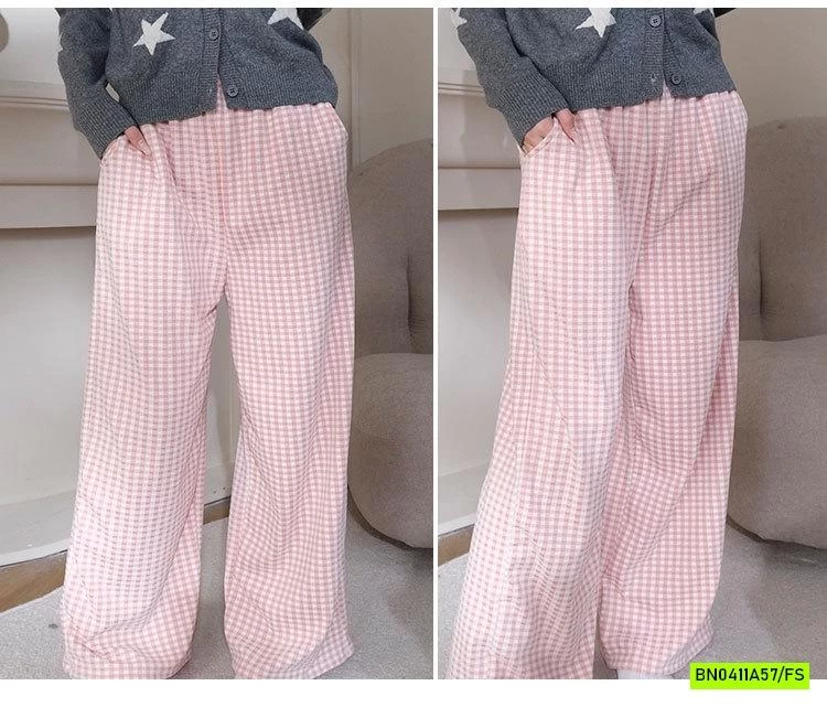 QUẦN NỈ SUÔNG KẺ MẶC NHÀ