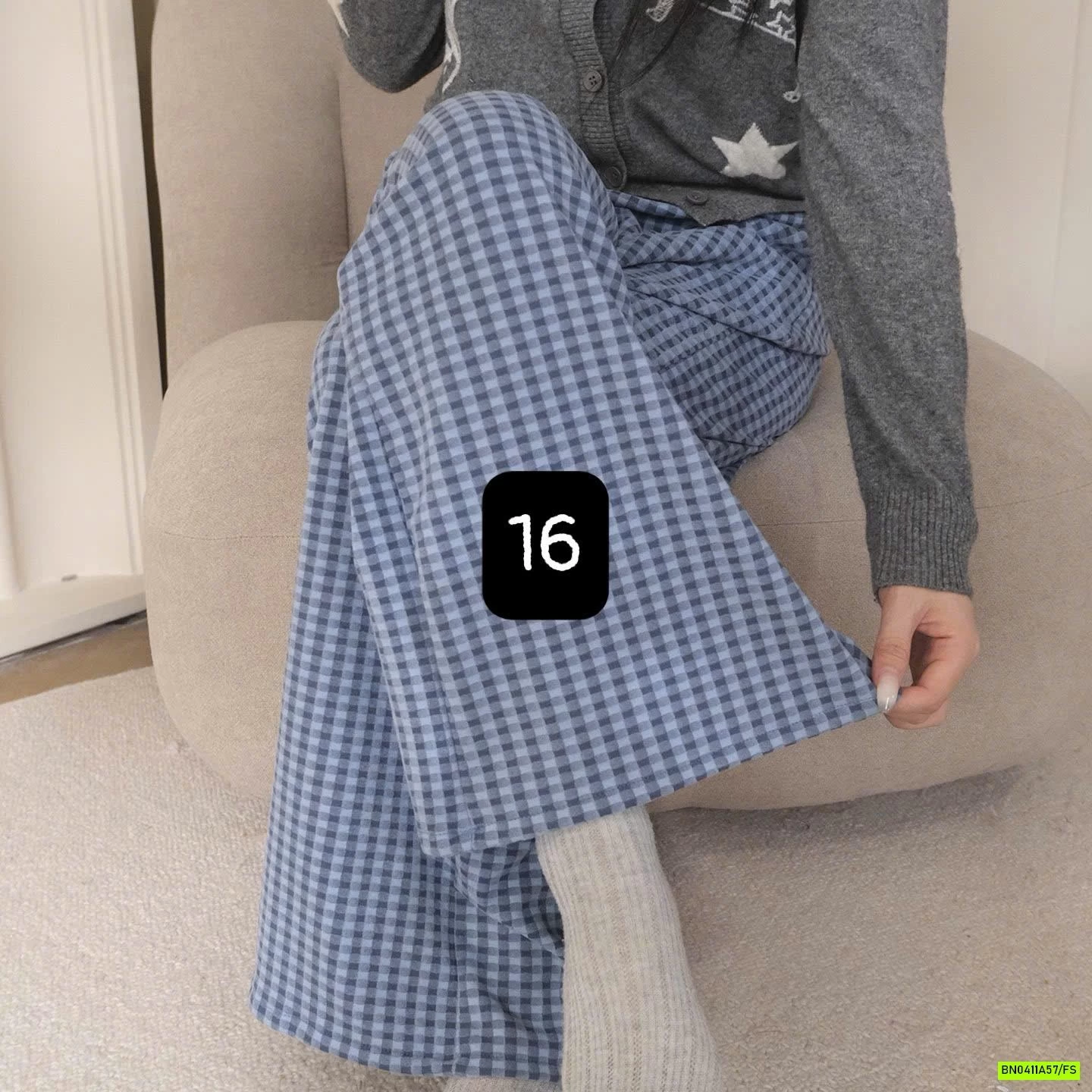 QUẦN NỈ SUÔNG KẺ MẶC NHÀ