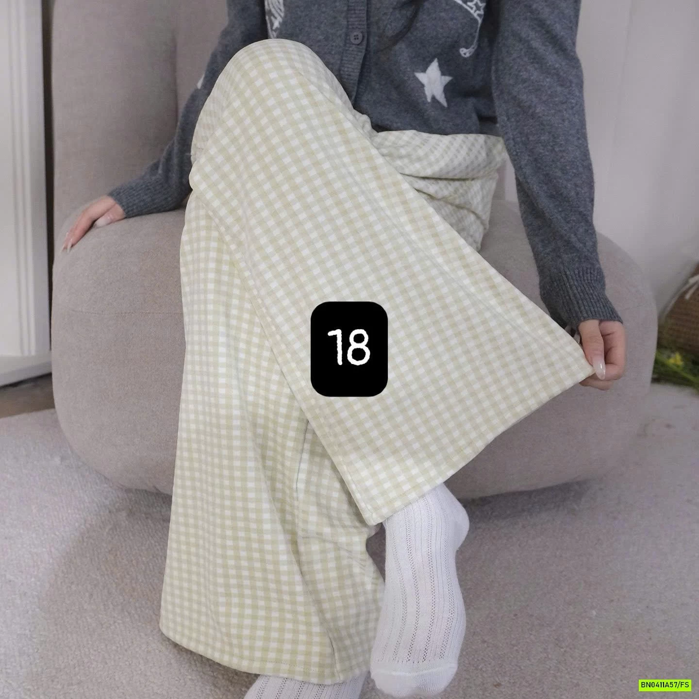 QUẦN NỈ SUÔNG KẺ MẶC NHÀ