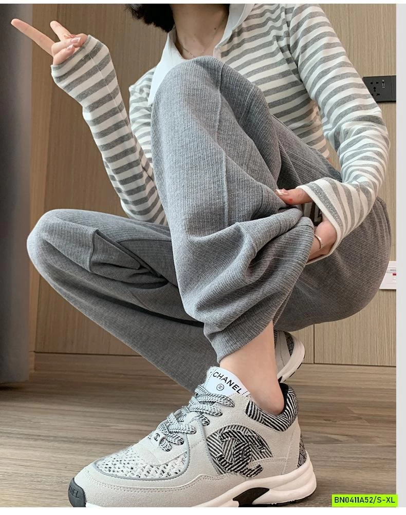 QUẦN NỈ SUÔNG GÂN TRƯỚC CẠP CHUN