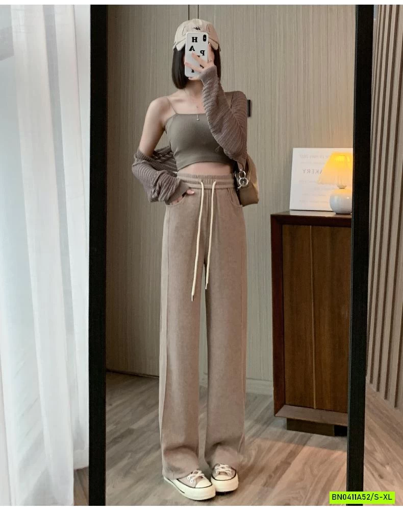 QUẦN NỈ SUÔNG GÂN TRƯỚC CẠP CHUN