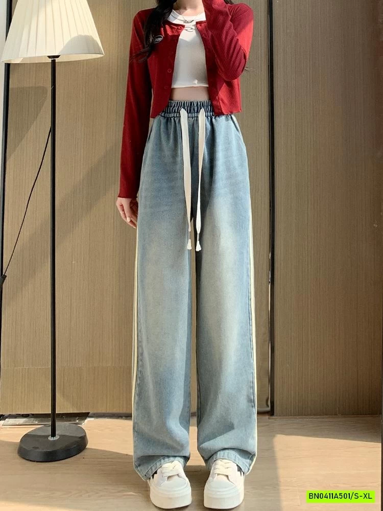 JEANS SUÔNG 3 SỌC BẠC MÀU NỮ