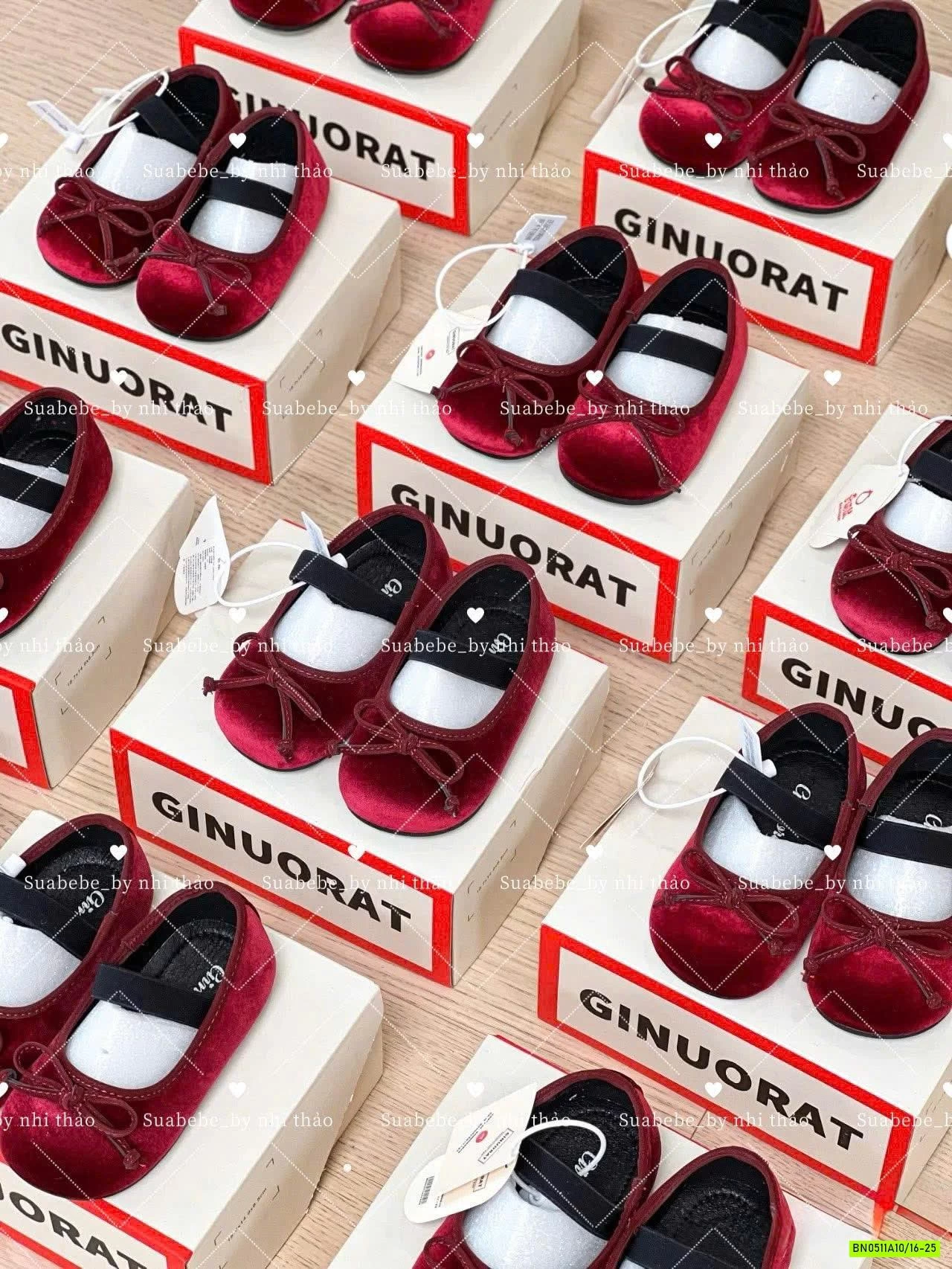 GIÀY NHUNG ĐỎ GẮN NƠ