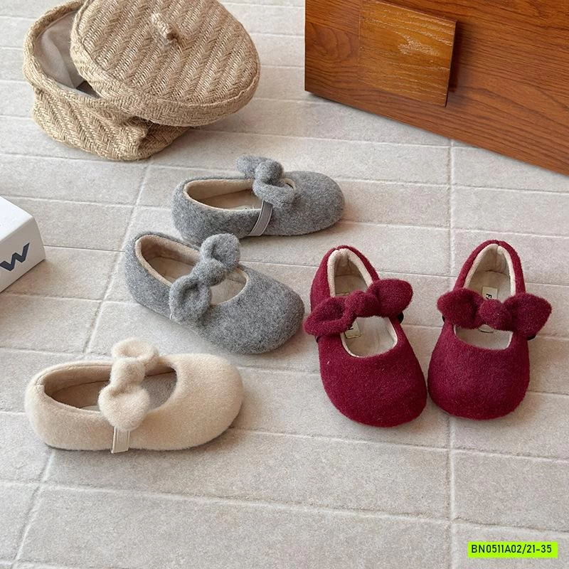 GIÀY BÚP BÊ DẠ LÔNG GẮN NƠ