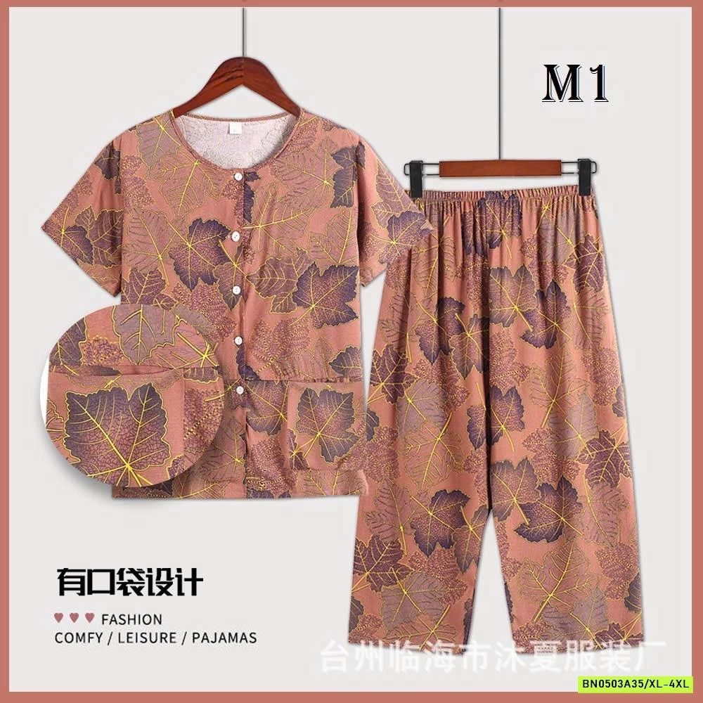 BỘ MẶC NHÀ HOẠ TIẾT HOA TRUNG NIÊN