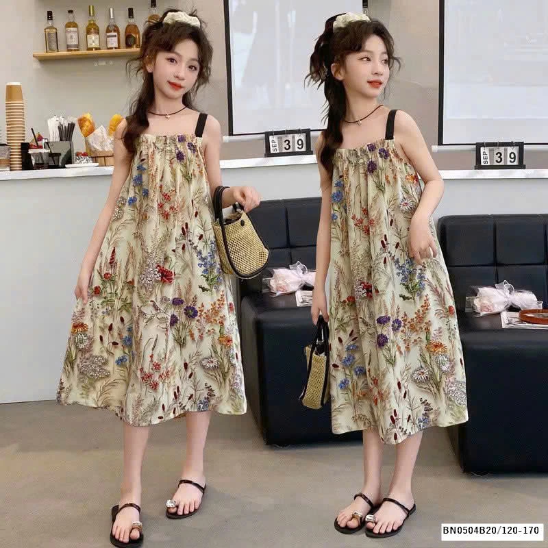 VÁY HAI DÂY HỌA TIẾT BÉ GÁI