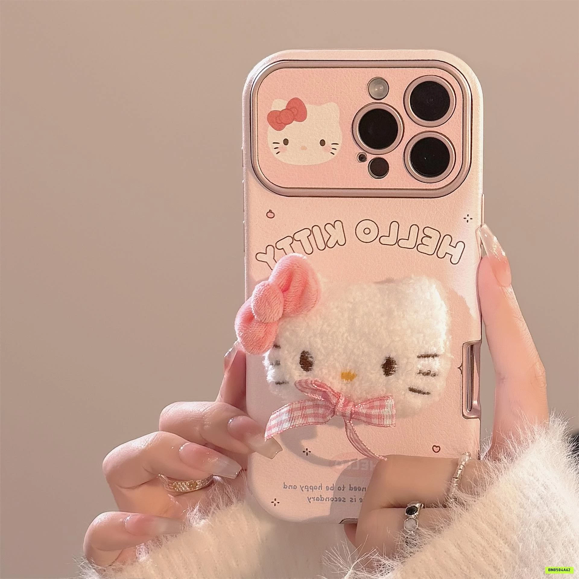 ỐP ĐIỆN THOẠI MÈO HỒNG KÈM MÓC