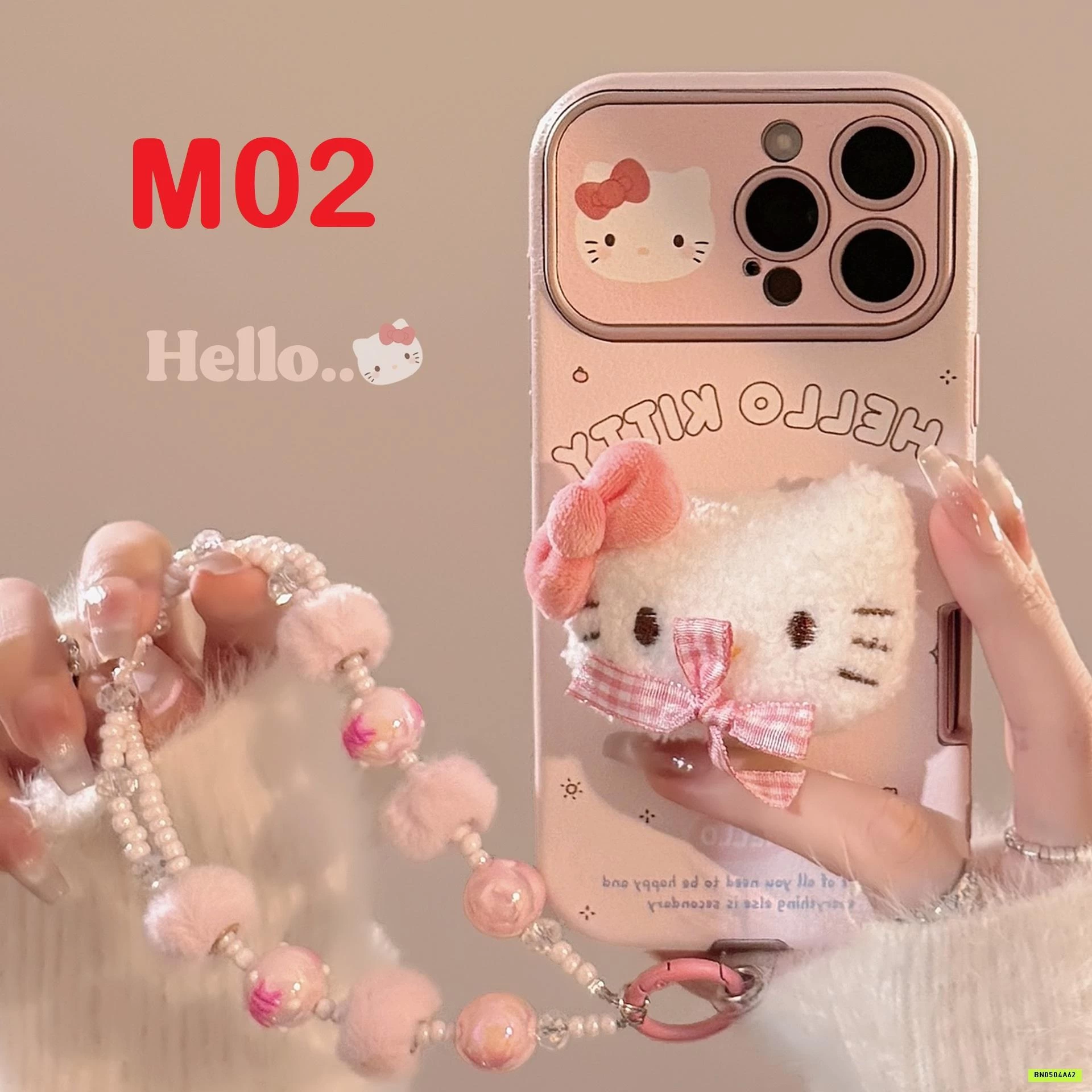 ỐP ĐIỆN THOẠI MÈO HỒNG KÈM MÓC