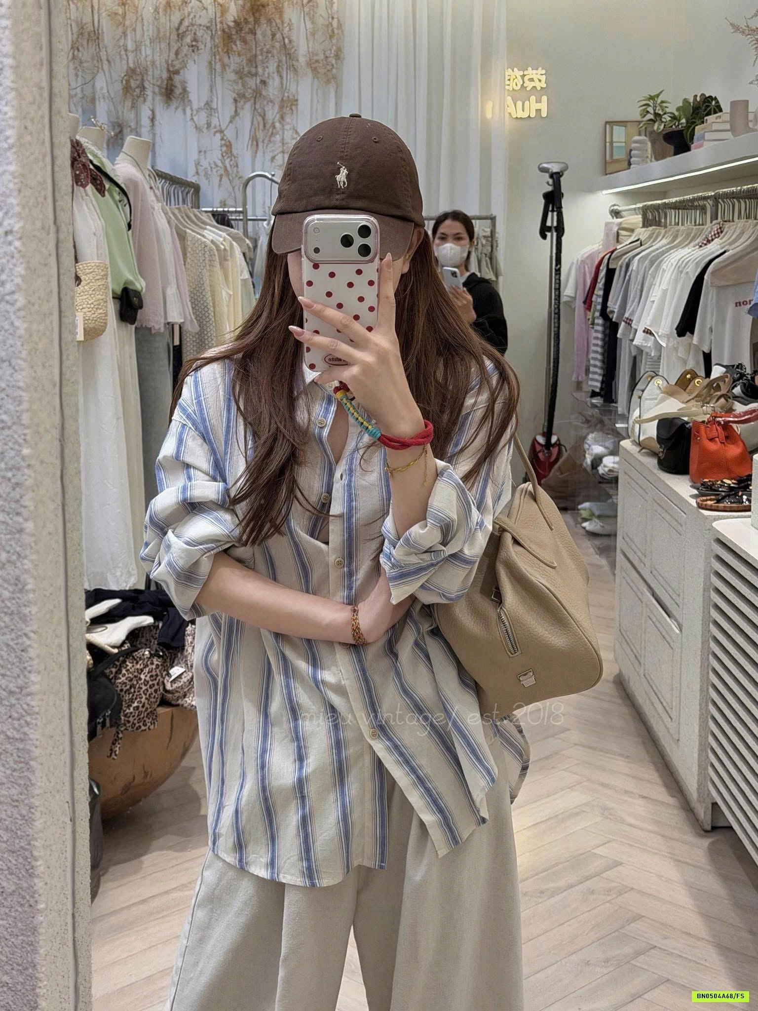 SƠ MI SỌC XANH OVERSIZE IMISS