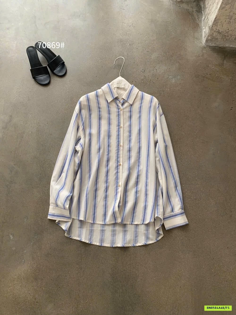 SƠ MI SỌC XANH OVERSIZE IMISS