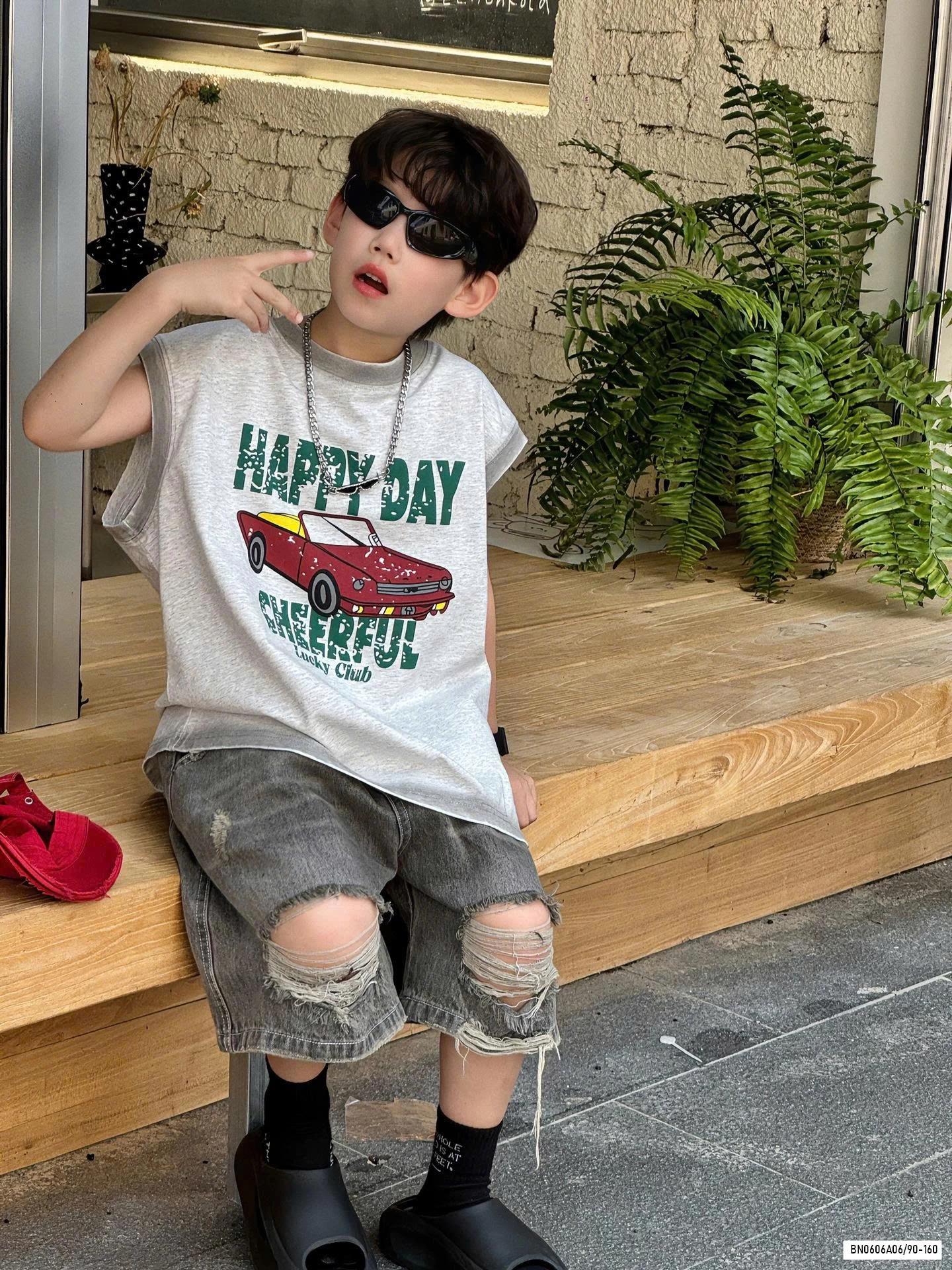 TANKTOP OTO MIX SHORT JEANS RÁCH