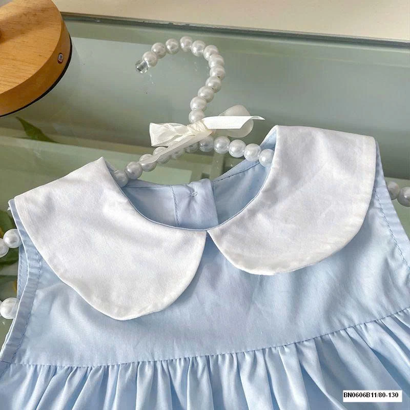 ĐẦM XANH PHỐI MÀU CỔ SEN